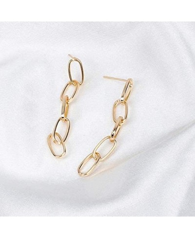 Link Chain Drop Earrings Minimalist paperclip Chain Dangle Earrings for Women Girls Gold Silver $14.07 Drop & Dangle