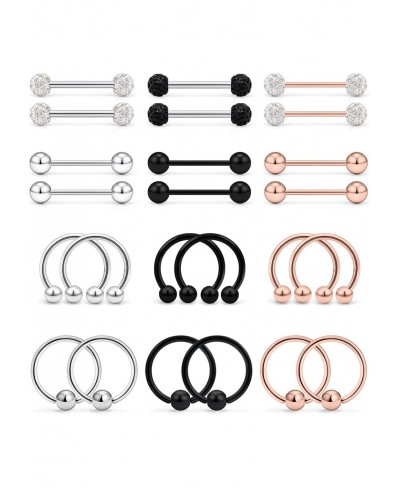 16G 14G Nipple Rings Surgical Steel Nipple Piercing Jewelry Set Horseshoe Barbell & Captive Bead Rings Nipple Hoop Nipple Bar...