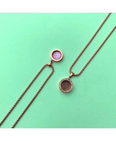 Locket with Box Chain Necklace 16.5'' Made of Gold Plated Stainless Steel and Champagne Coloured Coins for Women $18.65 Lockets