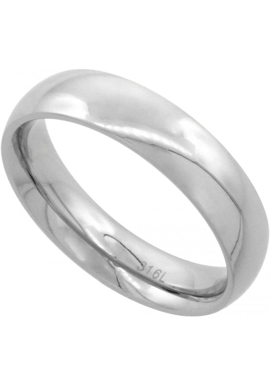 Surgical Stainless Steel 5mm Domed Wedding Band Thumb Ring Comfort-Fit High Polish Sizes 5-12 $8.57 Bands