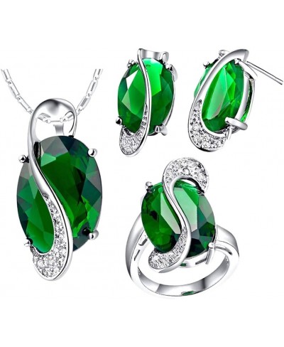 Women's Fashion Jewelry Set Rainbow Pattern Faux Topaz Pendant Necklace Earrings Finger Ring $6.78 Jewelry Sets