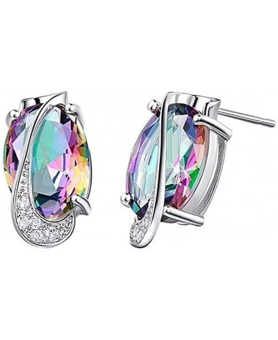 Women's Fashion Jewelry Set Rainbow Pattern Faux Topaz Pendant Necklace Earrings Finger Ring $6.78 Jewelry Sets