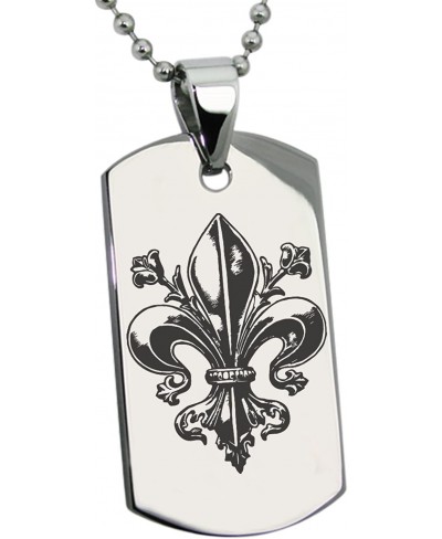 Stainless Steel Antique Fleur De Lis Symbol Dog Tag Pendant Necklace $23.09 Pendants & Coins