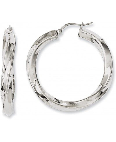 Stainless Steel Twisted Polished Hollow Hoop Earrings $33.26 Hoop
