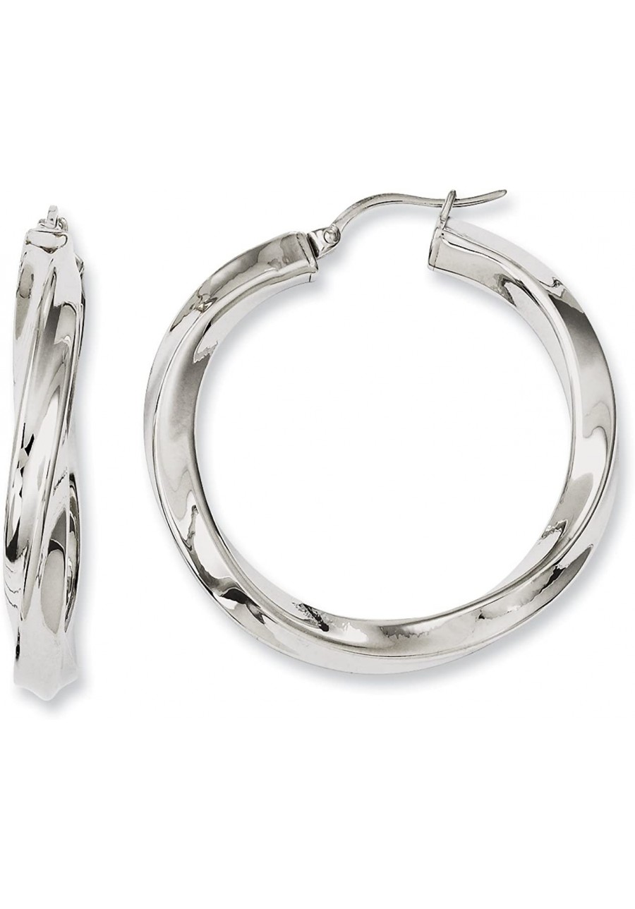 Stainless Steel Twisted Polished Hollow Hoop Earrings $33.26 Hoop