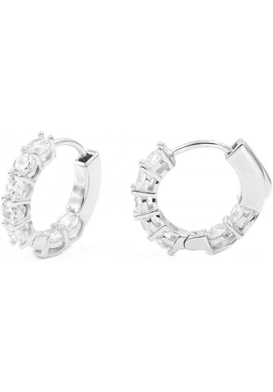 Polished Finish 925 Platinum Plated Sterling Silver Hoop Earrings $29.21 Hoop