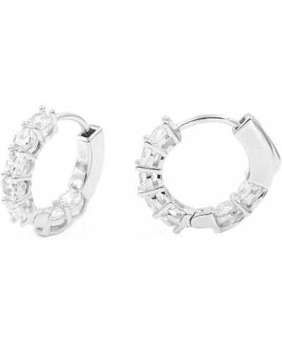 Polished Finish 925 Platinum Plated Sterling Silver Hoop Earrings $29.21 Hoop