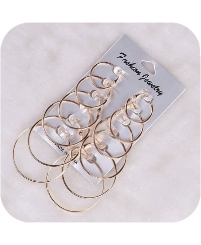 6 Pair Hoop Earring Set Stainless stud Earring Women Jewelry Silver Tone $9.81 Hoop