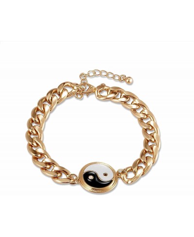 Yinyang Gold Cuban Link Bracelet for Men Women Yinyang Bracelet Cuban Link Chain for Women Girl and Men  Gold Plated  Bracele...