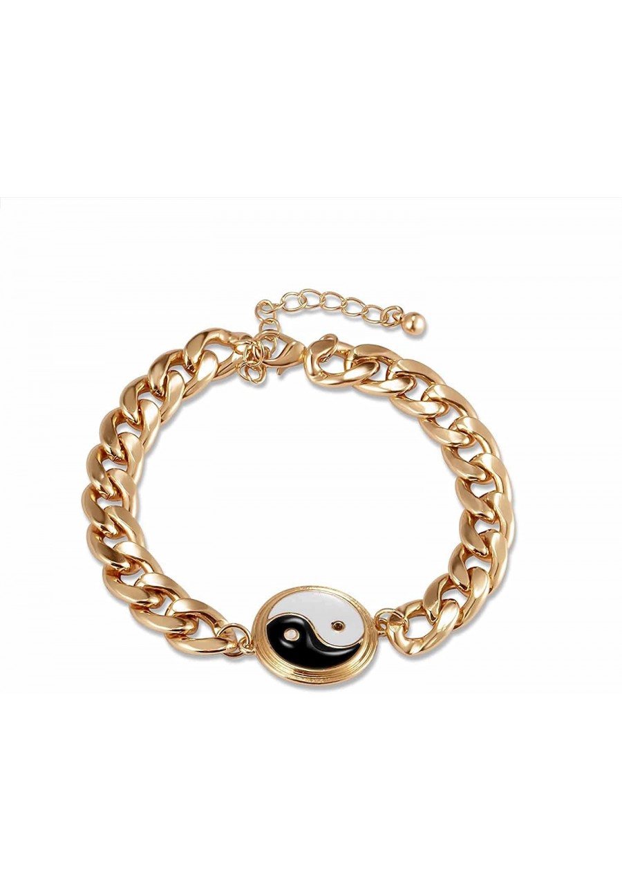 Yinyang Gold Cuban Link Bracelet for Men Women Yinyang Bracelet Cuban Link Chain for Women Girl and Men  Gold Plated  Bracele...