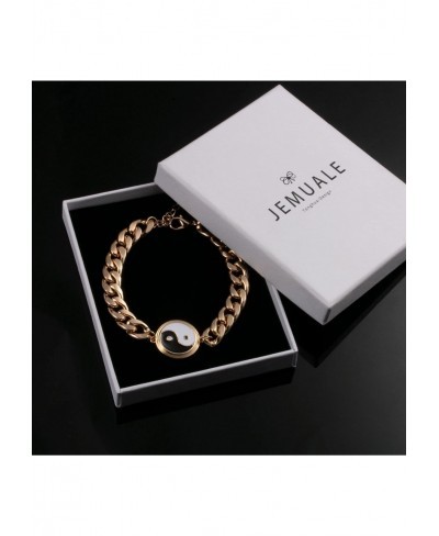 Yinyang Gold Cuban Link Bracelet for Men Women Yinyang Bracelet Cuban Link Chain for Women Girl and Men  Gold Plated  Bracele...