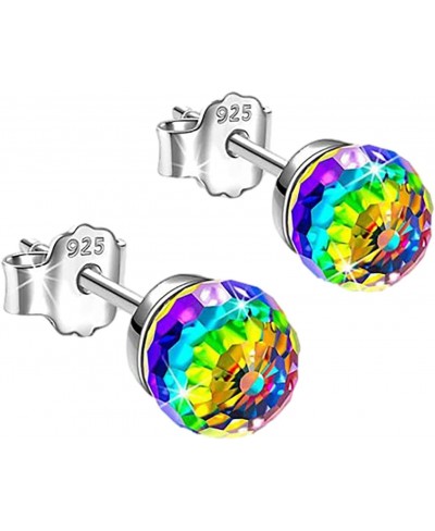 ManRiver Crstal Studs Earrings for Women - 6mm Colorful Crystals Gemstone Studded Earrings Christmas Jewelry Gifts (Multicolo...