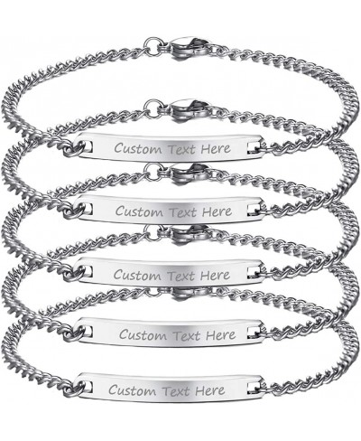 Personalized Friendship Stainless Steel Thin ID Tag Link Bracelet for Best Friend Bridesmaid Gift $26.18 Identification