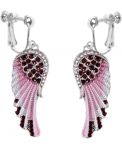 Clip on Earrings Angel Wing Dangle Earring Austrian Crystal Silver Tone for Women Girl Birthday Gift $10.62 Clip-Ons