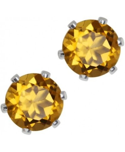1.60 Ct Round Whiskey Quartz Silver Plated Stud Earrings 6MM $17.00 Stud