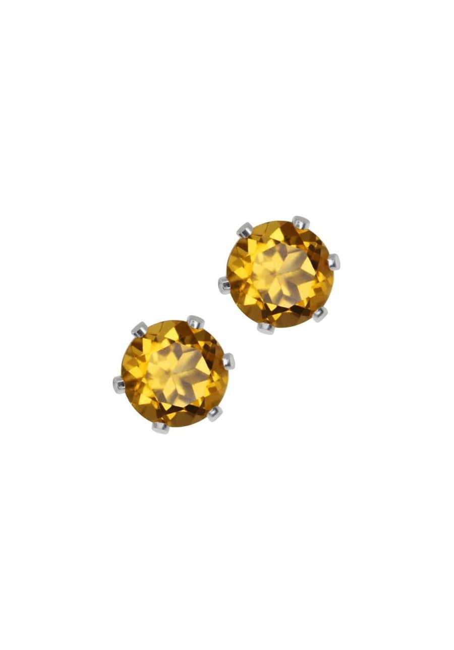 1.60 Ct Round Whiskey Quartz Silver Plated Stud Earrings 6MM $17.00 Stud