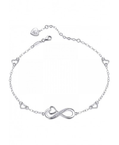 Women 925 Sterling Silver Ankle Bracelet Infinity Love Heart Diamond Adjustable Bracelet Teens Girls Women Jewelry Gifts $39....