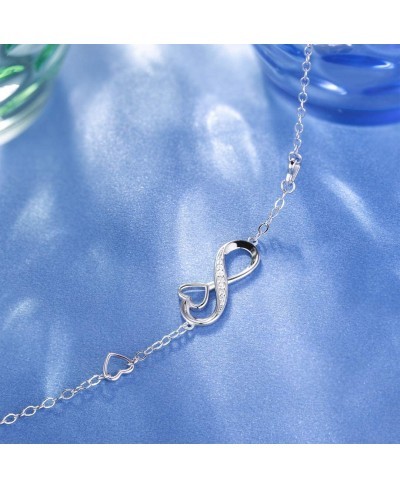 Women 925 Sterling Silver Ankle Bracelet Infinity Love Heart Diamond Adjustable Bracelet Teens Girls Women Jewelry Gifts $39....