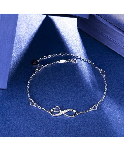 Women 925 Sterling Silver Ankle Bracelet Infinity Love Heart Diamond Adjustable Bracelet Teens Girls Women Jewelry Gifts $39....