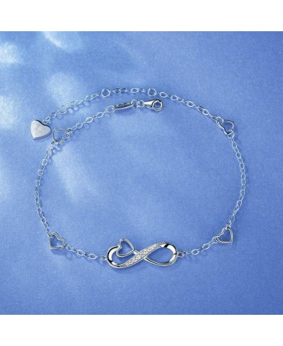 Women 925 Sterling Silver Ankle Bracelet Infinity Love Heart Diamond Adjustable Bracelet Teens Girls Women Jewelry Gifts $39....