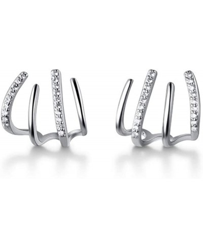 CZ Wrap Stud Earrings S925 Sterling Silver for Women Girls Dainty Crystal Diamond Ear Cuffs Huggie Hoop Climber Hoops Earring...