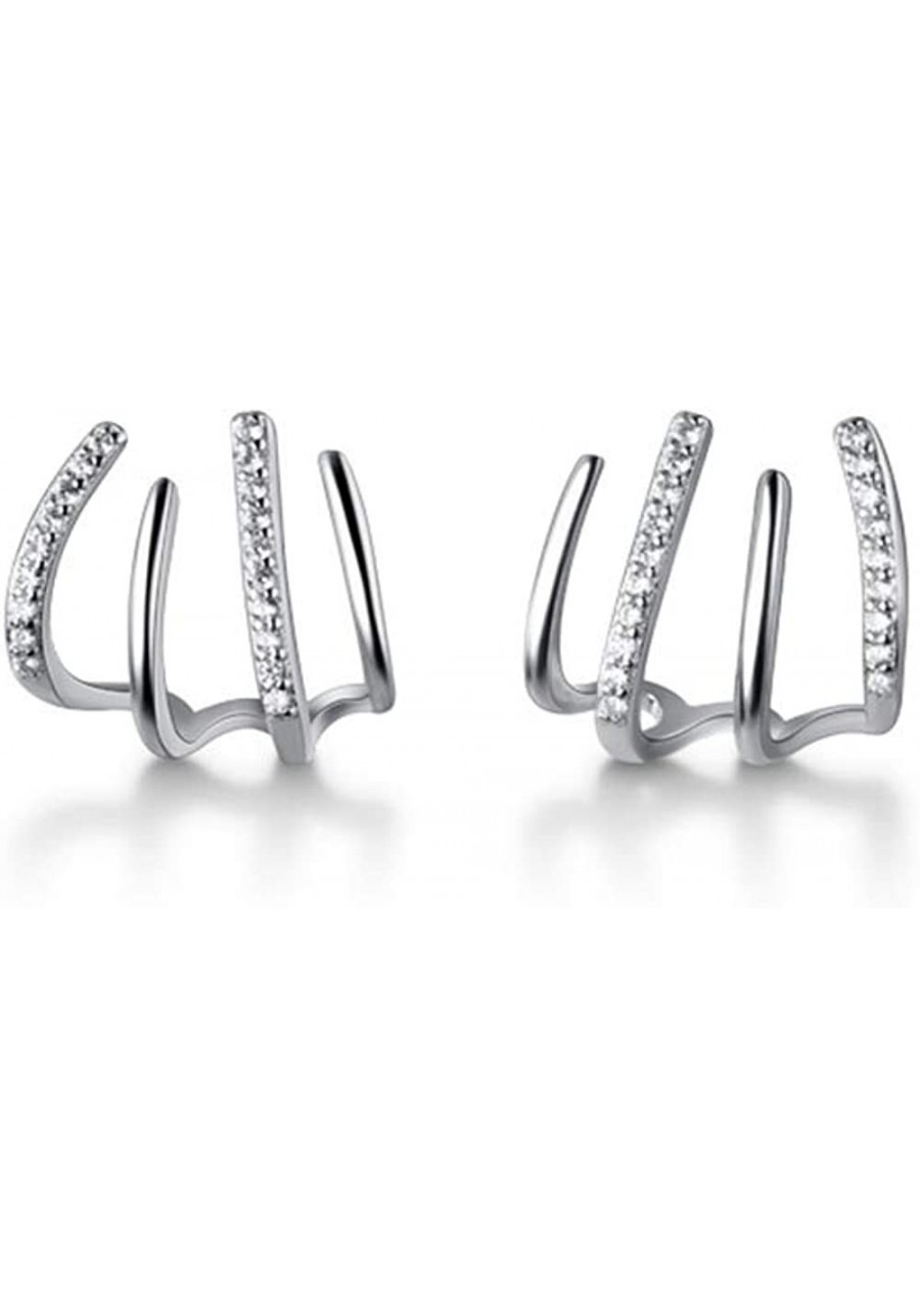 CZ Wrap Stud Earrings S925 Sterling Silver for Women Girls Dainty Crystal Diamond Ear Cuffs Huggie Hoop Climber Hoops Earring...