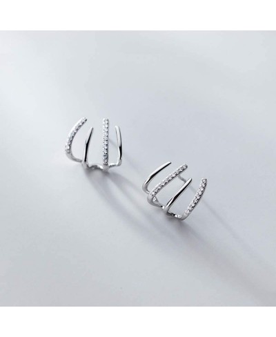 CZ Wrap Stud Earrings S925 Sterling Silver for Women Girls Dainty Crystal Diamond Ear Cuffs Huggie Hoop Climber Hoops Earring...