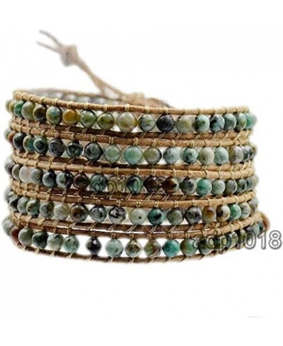 Hot Hand Made Natural Gemstones Beads Genuine Leather Wrap Bracelet (5 Wraps African Turquoise) $11.65 Wrap