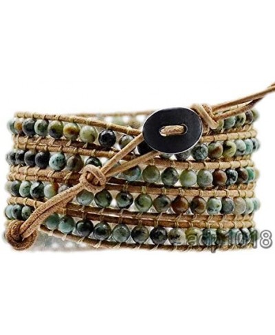 Hot Hand Made Natural Gemstones Beads Genuine Leather Wrap Bracelet (5 Wraps African Turquoise) $11.65 Wrap