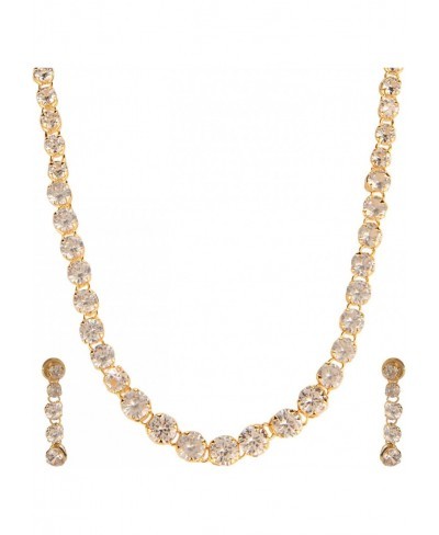 Bridal Crystal Cubic Zirconia Pearl Collar Necklace Earrings Jewelry Set for Women Girls Bride Bridesmaids $8.25 Jewelry Sets