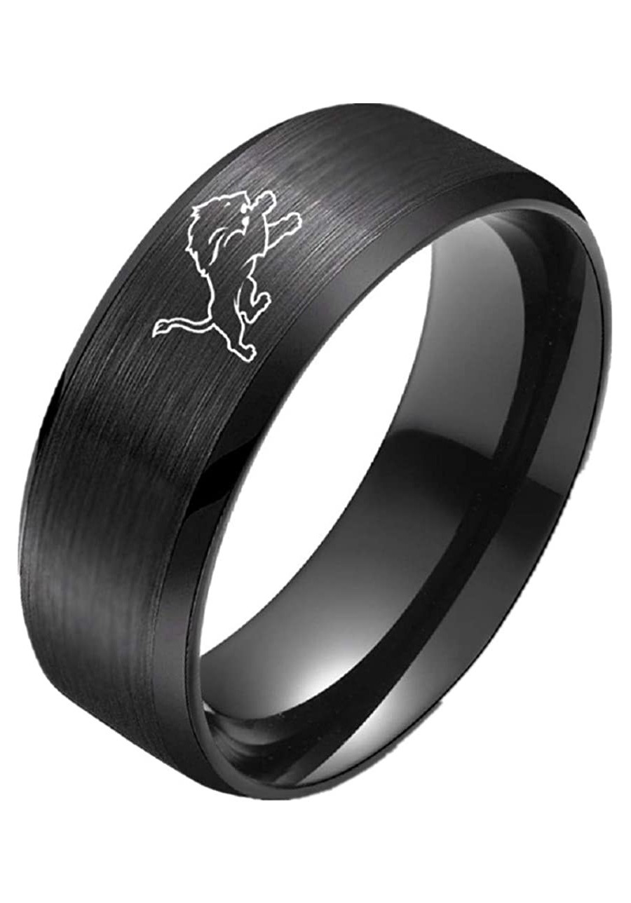 Detroit' American Football Lions' Ring Black Titanium Steel Rings for Men Women Couple Wedding Engagement Promise Band $28.27...