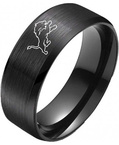 Detroit' American Football Lions' Ring Black Titanium Steel Rings for Men Women Couple Wedding Engagement Promise Band $28.27...