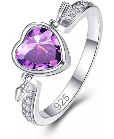 Women Heart Cut Amethyst Cubic Zirconia 925 Sterling Silver Ring Jewelry Wedding Valentine Gift $5.47 Wedding Bands