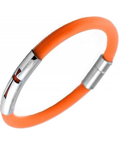 Stainless Steel Women Rubber Bracelet - Orange Color Christian & Catholic Relig Bangle - Fashionable Romantic Wristlet Jewell...