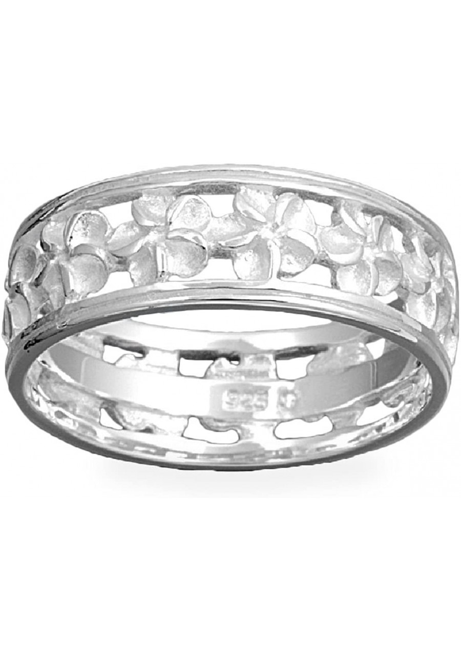 925 Sterling Silver Matte Plumeria Eternity Flower Ring (Sizes 4-13) $11.76 Bands