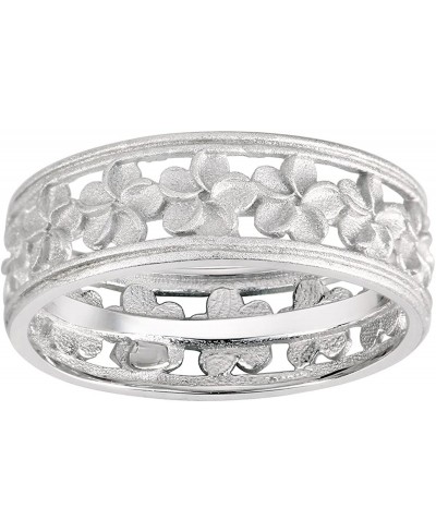 925 Sterling Silver Matte Plumeria Eternity Flower Ring (Sizes 4-13) $11.76 Bands