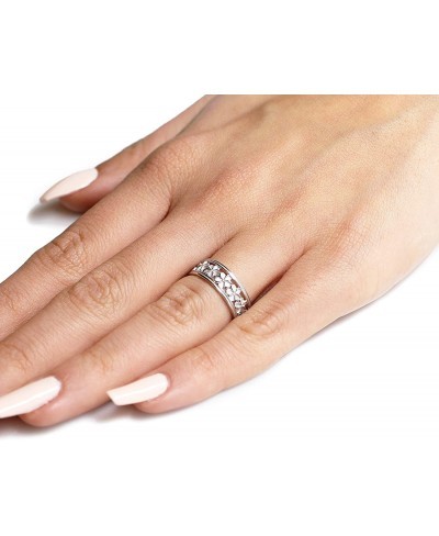 925 Sterling Silver Matte Plumeria Eternity Flower Ring (Sizes 4-13) $11.76 Bands