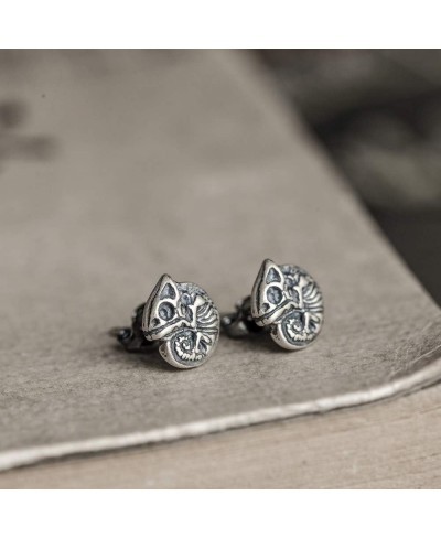 925 Sterling Silver Earrings Women's Vintage Accessories Chameleon Animal Skull Studs Personality Fashion Trend Old Craft Cre...