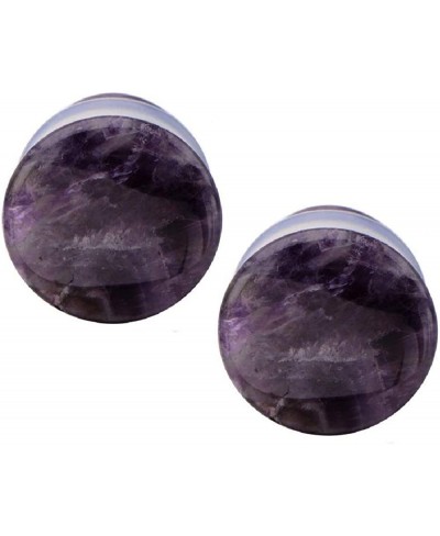 Amethyst Natural Stone Single Flare Plugs with Clear O Ring Sold as a Pair $15.02 Piercing Jewelry