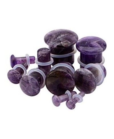 Amethyst Natural Stone Single Flare Plugs with Clear O Ring Sold as a Pair $15.02 Piercing Jewelry