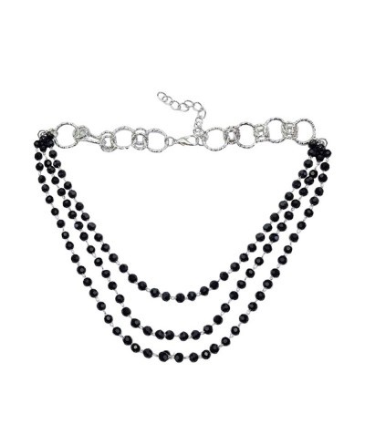 Bohemia Layered Choker Necklace Black Crystal Choker Rhinestone Necklace Boho Jewelry for Women and Girls $13.77 Chokers