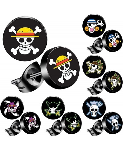 6 Pairs Japanese Anime One Piece Earrings for Women Mens 20 Gauges Black Stud Earring $20.02 Jewelry Sets