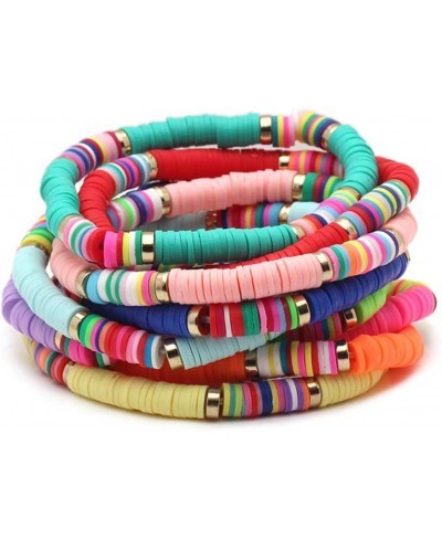 14 PCS Heishi Bracelet Set for Women Rainbow Vinyl Disc Beads Srting Stack Bracelet Surfer Stretch Cord Bracelets Summer Beac...