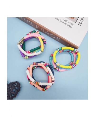 14 PCS Heishi Bracelet Set for Women Rainbow Vinyl Disc Beads Srting Stack Bracelet Surfer Stretch Cord Bracelets Summer Beac...