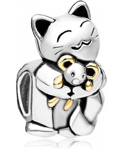 Smiling Pet Cat Hugging Mouse Animal Charms Bead For Bracelets $12.15 Charms & Charm Bracelets