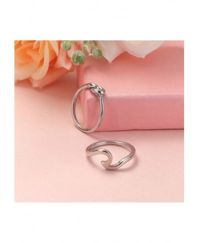 4 Pcs Silver Wave Rings for Women Twist Knot Band Stackable Rings Stainless Steel Simple Thumb Cute Love Rose Gold Rings Set ...