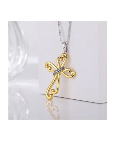 Angel Wing Cross Necklace 925 Sterling Silver Infinity Cross Pendant Birthstone Cubic Zirconia Necklace CZ Diamond Cross Jewe...