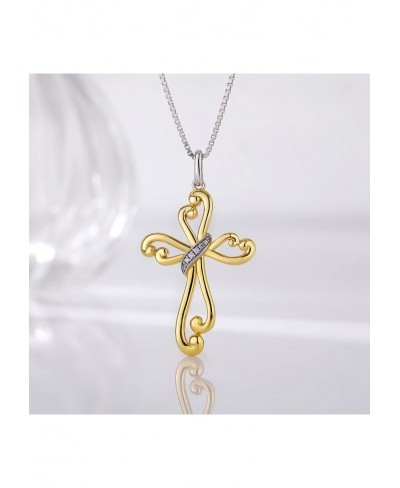 Angel Wing Cross Necklace 925 Sterling Silver Infinity Cross Pendant Birthstone Cubic Zirconia Necklace CZ Diamond Cross Jewe...