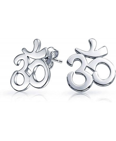 Buddhist Cut Out Zen Ohm Yoga Om Aum Symbol Stud Earrings For Women For Teen Yogi Rose Gold Plated 925 Sterling Silver $21.30...