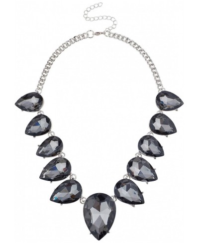Oval Teardrop Crystal Teardrop Stone Statement Bib Necklace $9.66 Chains